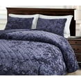 thumbnail image 3 of Chezmoi Collection Lux Purple Velvet Quilt Queen Set, 3-Piece Lush Plush Distressed Velvet Bedding All Season Lightweight Bedspread Brushed Microfiber Reverse with Diamond Stitch Quilting, 3 of 9