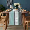 thumbnail image 2 of Turquoise Morocco Table Runner - 48 Inch Long, Kitchen Dining Table Runner Dresser Scarves, Geometric Grey Stripes Modern Farmhouse Decor for Coffee Tables Wedding Party Banquet, 2 of 8