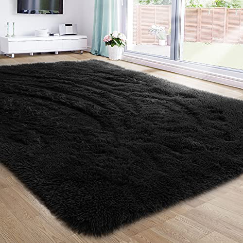 Carpet Rectangle Cute Room Decor, Black Throw Rug
