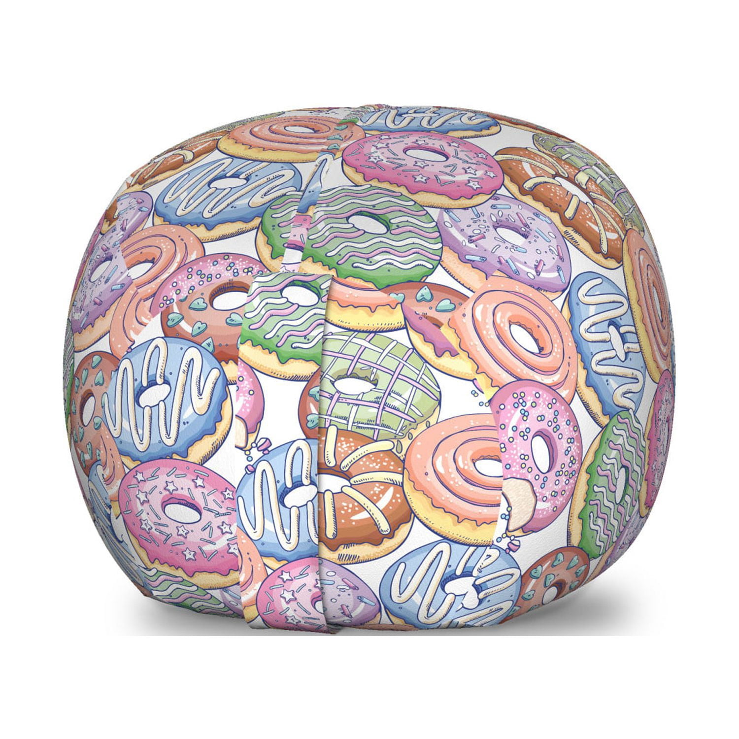 Donut Storage Toy Bag Chair, Repetitive Bakery Confectionery Doughnuts ...