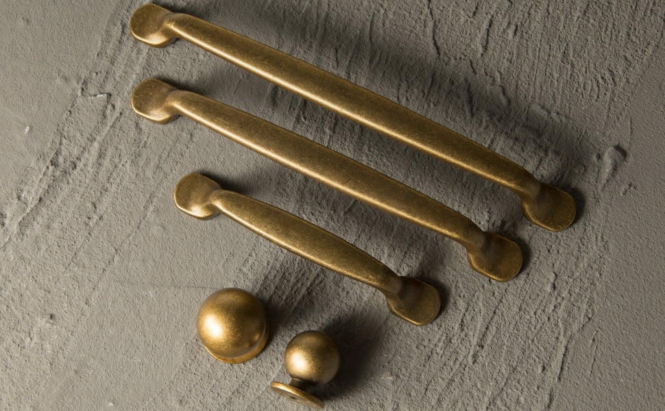 Goo-Ki 12 Pack 1.18" Hole Center Antique Brass Cabinet Drawer Knobs, Zinc Alloy Cabinet Handles with Flower Design for Bar Cupboard Closet Wardrobe