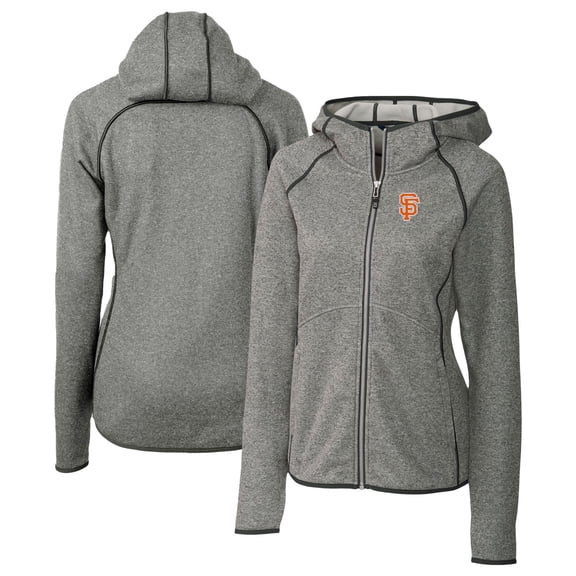 Women's Cutter & Buck  Heather Gray San Francisco Giants City Connect Mainsail Full-Zip Hooded Jacket