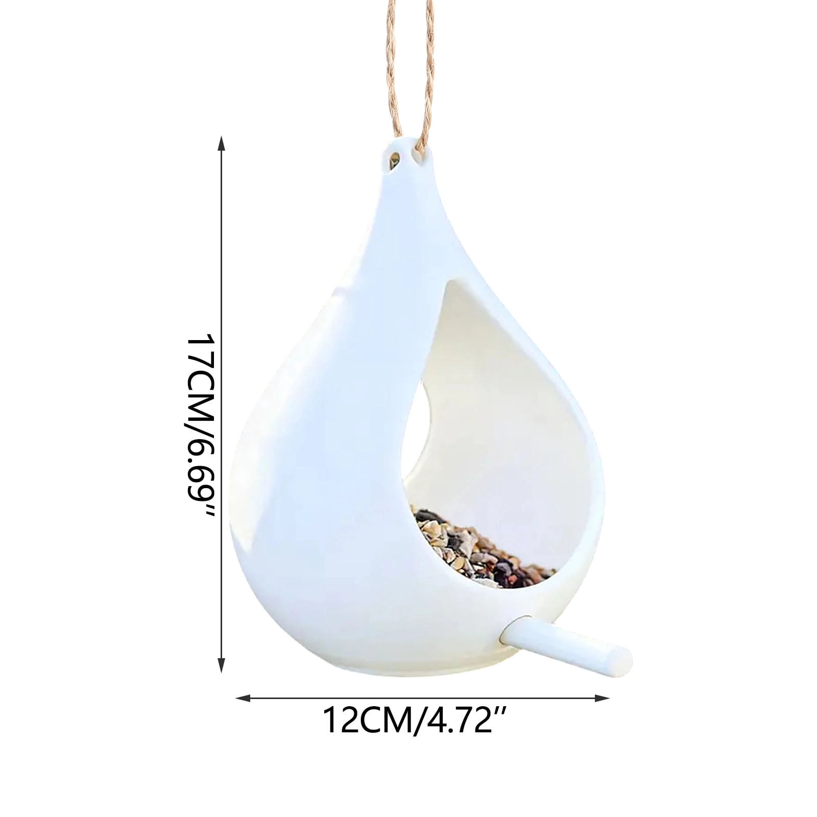 Handcrafted Hanging Fly-Through Feeder for Outdoor Garden & Backyard, Glass Bird Feeder, Decorative Wild Bird Feeder with Steel Wire Cable for Attracting Wilds Birds