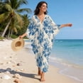 thumbnail image 5 of Xixirimido Blue Toile De Jouy Print Women’s Plus Size Beach Kaftan Dress V-Neck Batwing Sleeve Swimsuit Cover Up Flowy Caftan Dress for Pool, Cruise & Resort Wear, 5 of 7
