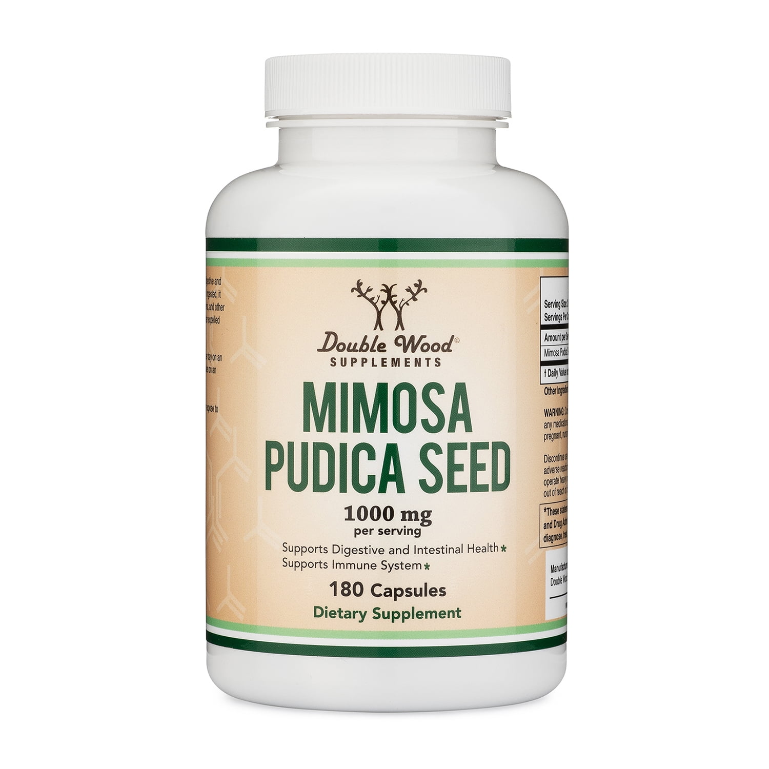 Mimosa Pudica Seed Capsules (180 Capsules, 3 Month Supply) 1000mg per Serving for Intestinal Support for Adults, Made and Tested in The USA by Double Wood Supplements