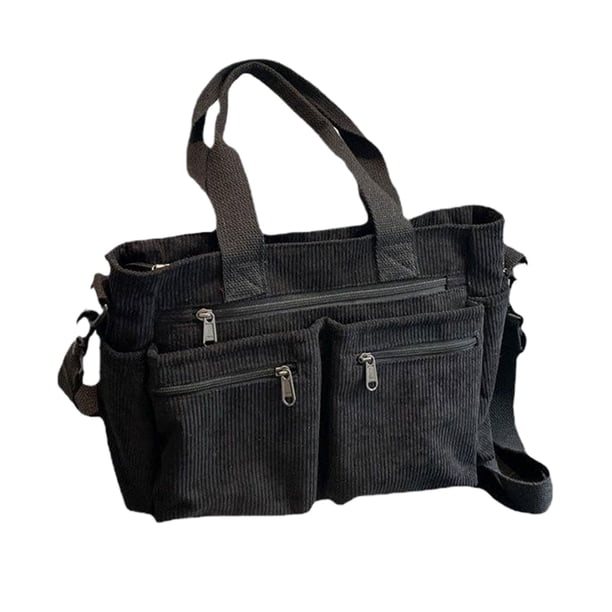 Bolso de hombro Minnieouse para mujer tela de pana plegable a rayas negro