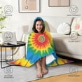 thumbnail image 4 of Wearable Blanket,Colorful Tie Dye Mandala Pattern Hooded Wearable Flannel Blanket for Adults & Teens with Buckle,Winter Poncho Shawl Wrap Cape,60"x80", 4 of 5