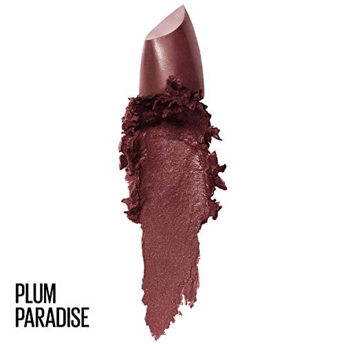 Maybelline Color Sensational Lipstick, Lip Makeup, Cream Finish, Hydrating Lipstick, Nude, Pink, Red, Plum Lip Color, Plum Paradise, 0.15 oz; (Packaging May Vary)