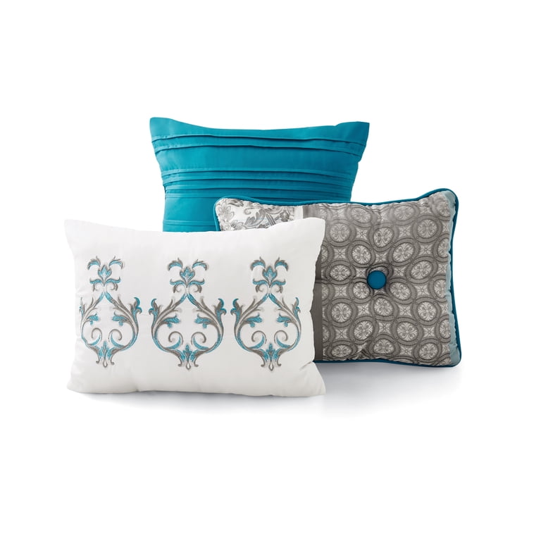 Mainstays 7-Piece Teal Stripe Princeton Comforter Set, King