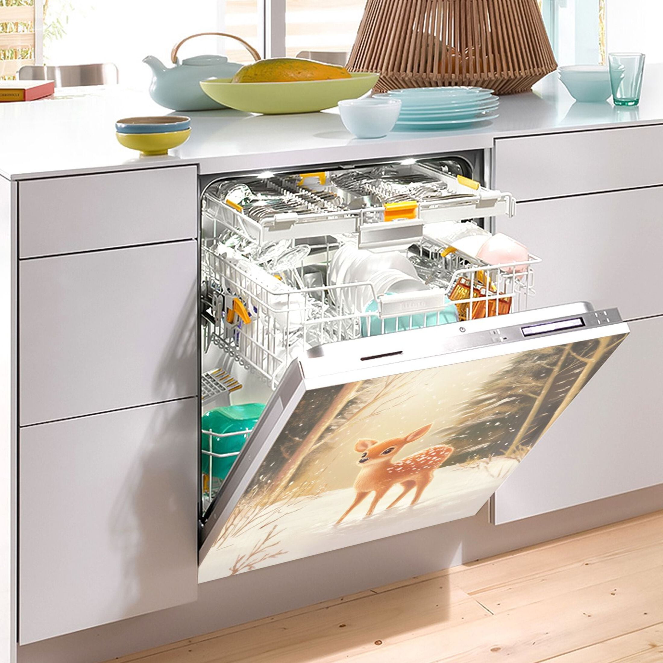 Dishwasher Magnetic Sticker 23x26 Inch Refrigerator Magnetic Sticker Washing Machine Magnetic Sticker Kitchen Panel Magnetic Sticker Home Decor Christmas Snow Deer