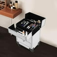 thumbnail image 4 of YIYIBYUS Rolling Makeup Train Case, Durable Large Capacity Makeup Trolley Organizer w/Wheels, Professional Manicure Storage Case Rolling Nail Case W/lock (Pink), 4 of 18