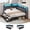 Queen Size&Black, variant on Twin Corner Bed Frame with 6 Storage Drawers and Upholstered Storage Headboard, Daybeds with LED Light & Charging Station for Teens/Adult, Twin Size Bed Frame, Black