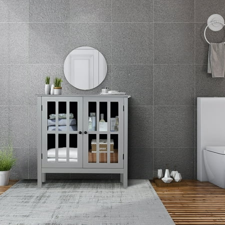 Costway Storage Buffet Cabinet Glass Door Sideboard Console Table Server Gray Canada Costway Storage Buffet Cabinet Glass, Over The Toilet Console Table