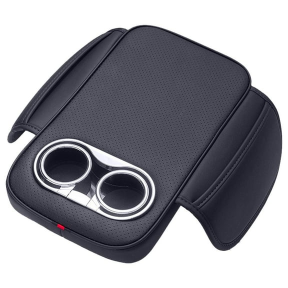 Car Center Console Armrest Cushion With 2 Cup Holder And Side Pocket PU Leather Auto Amrest Heighten Pads Car Arm Rest Cover