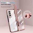 thumbnail image 5 of Dteck Case for Samsung Galaxy Z Fold 3,Shockproof Transparent Plating Case Pen Holder Built-in Tempered Glass Screen Protector Cover For Samsung Galaxy Z Fold 3 5G,Rosegold, 5 of 6