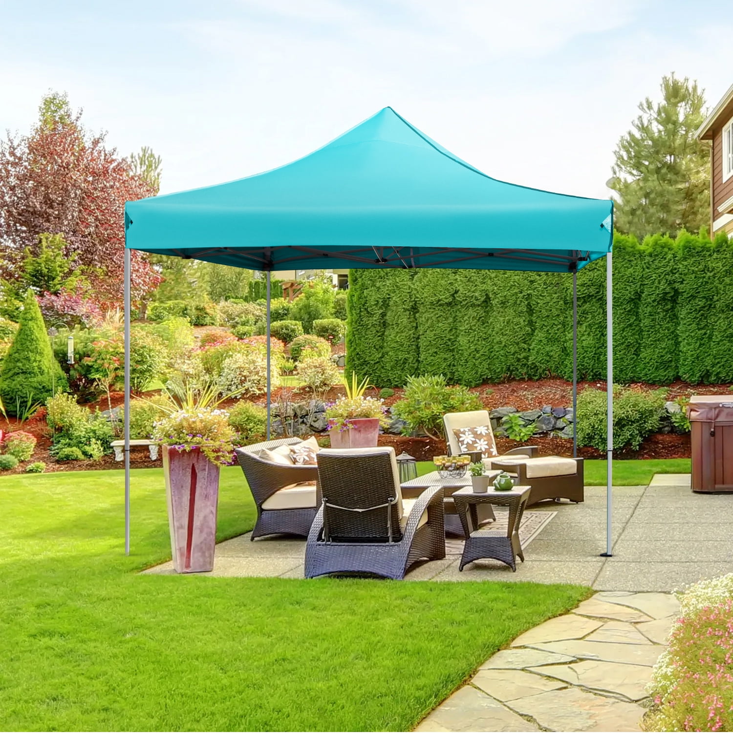 Devoko 10' x 10' Popup Canopy Instant Canopy Tent with Wheeled Carry