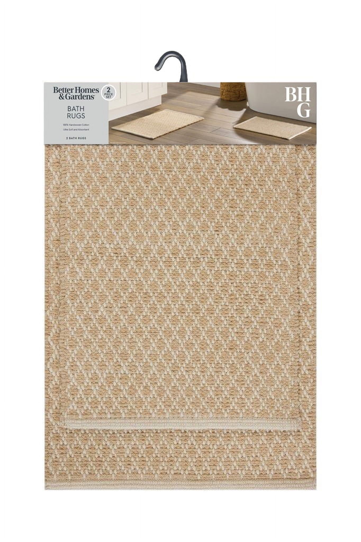 Better Homes & Gardens Diamond Cotton 2-Piece Bath Rug Set, Beige photo 7