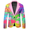 thumbnail image 6 of Valora Men Fahion Outfit Men's Suits Printed Rainbow Long Sleeve Coat and Pants TwoPiece Set for Holiday Parties and Events Pink S, 6 of 6
