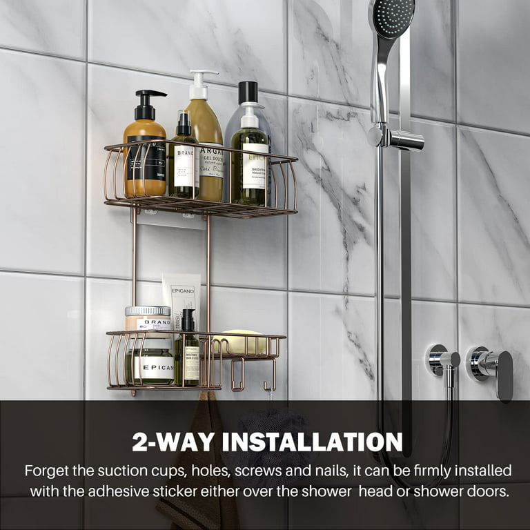 Firm Stable Metal Wire Anti-Swing Hanging Shelf Shower Caddy