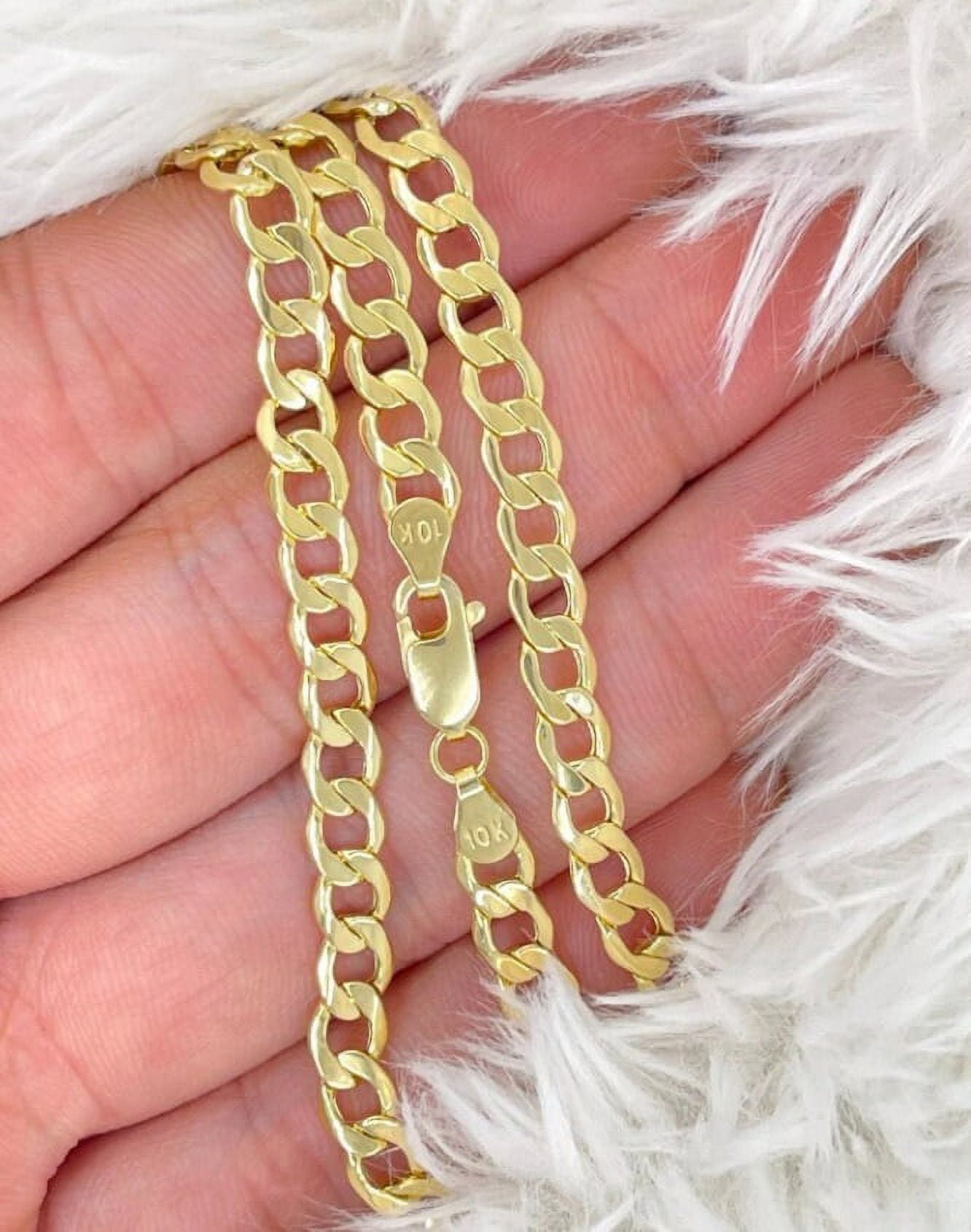 Solid 10K Gold Curb Chain 5mm, Man Gold Chain, Real Gold Gents Chain, 5mm Gold Curb Chain