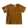 thumbnail image 3 of Newborn Boy Girl 2 Piece Short Outfit Summer Clothes Set Unisex Elastic Belt Cotton and Linen Pure Color Two-Piece Suit Tor 3-24M, 3 of 4