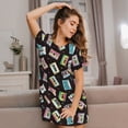 thumbnail image 3 of Naloa Colorful Retro Tape Print Women Nightgowns,Womens Loungewear,Short Sleeve Sleepwear,Comfy Ladies Nightdress, 3 of 6