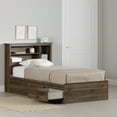 thumbnail image 1 of South Shore Yodi Twin Mates Bed and Bookcase Headboard Set, in Natural Walnut, 1 of 17