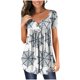 thumbnail image 1 of Tops de Mujer Elegantes Blusas Casuales Camisas de Moda Con Cuello en V Floral Estampado Túnica Botones Manga Corta Camiseta Odeerbi ODB168503, 1 of 7