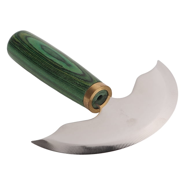 Leather Half Moon Knife, Steel Leather Cutter Skiver With Wooden Handle For Leather Craft Hobby Half Moon