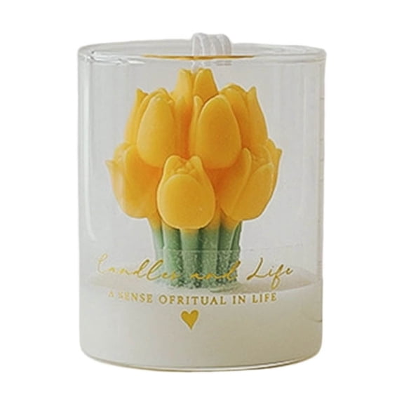 Lavender Flower Shape Scented Soy Candles 100% Natural Soy Wax | Relaxing Aromatherapy Candle | Housewarming Gift for Women & Men Ideal Valentines Candles Gift | Decorative Soy Wax Blend(Yellow)