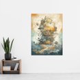 thumbnail image 2 of City in The Clouds Pastel Colour Concept Art Modern Watercolour Painting Extra Large XL Wall Art Poster Print, 2 of 3