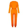thumbnail image 5 of Women'S Two Piece Tracksuit Outfits Trendy Casual Long Sleeve Top High Waisted Adjustable Drawstring Sweatpants Lounge Jogger Set Orange S, 5 of 5