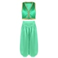 thumbnail image 7 of Aislor Kids Boys Arabian Prince Street Rats Costume Silky Waistcoat with Harem Dance Pants Green 10, 7 of 7