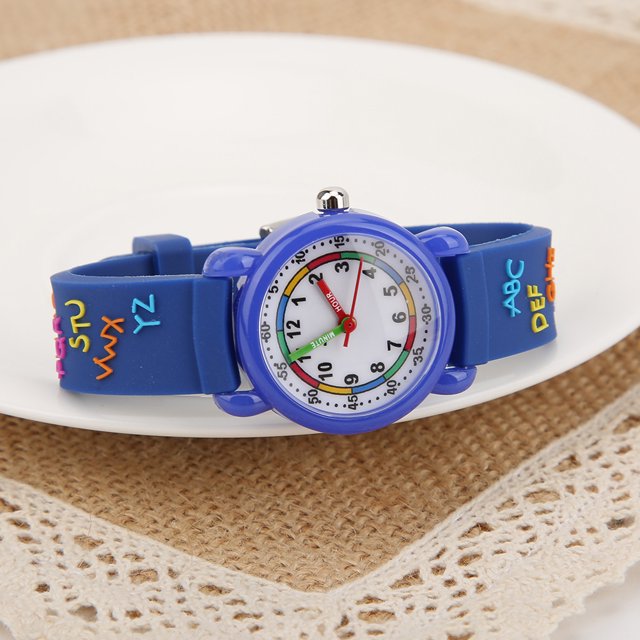 Kid Watch, Waterproof Cartoon Watch Letter Pattern Children Wrist Watch Time Recognition Tool