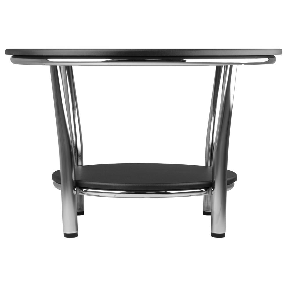 Winsome Wood Maya Round Coffee Table, Black Top, Metal Legs