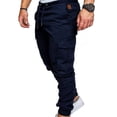 thumbnail image 1 of Men Casual Solid Color Pockets Waist Drawstring Ankle Tied Skinny Cargo Pants, 1 of 5