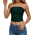 thumbnail image 5 of idosla Womens Tube Top Summer Going Out Tops Strapless Y2K Bandeau Spring Fitted Shirts Beach Vacation Clothes (Green, L), 5 of 6