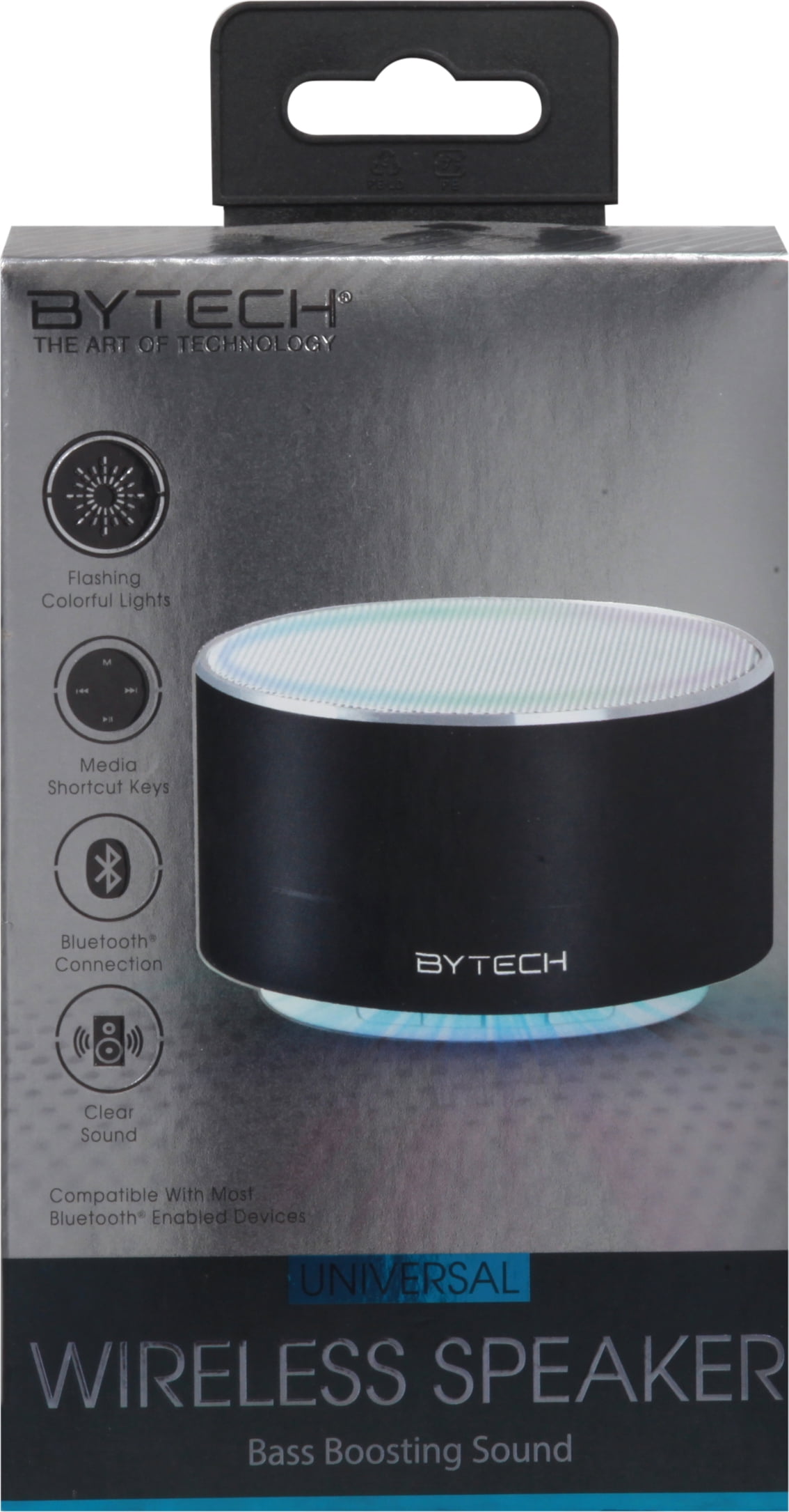 BYTECH Bluetooth Chrome Light Up Wireless Speaker w/Bass Boosting Sound