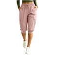 thumbnail image 3 of Capris Pants for Women Plus Size Beach Vacation Casual Loose 7/8 Length Pants with Pockets Summer High Waisted Drawstring Pants, 3 of 8