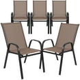 thumbnail image 3 of BizChair 5 Pack Brown Outdoor Stack Chair with Flex Comfort Material and Metal Frame, 3 of 15