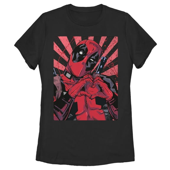 Women's Marvel Deadpool Heart You Graphic Tee Black X Large