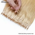 thumbnail image 4 of Benehair Human Hair Extensions Nano Ring I Tip Remy Hair Loop in Microlink Full Head Women Seamless Blonde 100g, 4 of 12