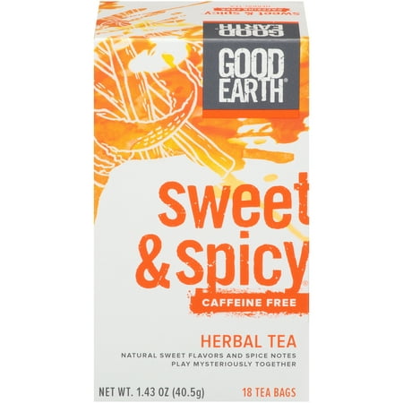 (3 Boxes) Good Earth Herbal & Black Tea, Sweet & Spicy, Caffeine Free, Tea Bags, 18