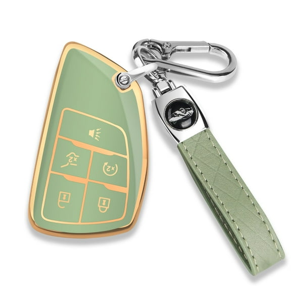 for Chevy Key Fob Cover with Keychain Soft TPU Protection Case Compatible with 2021-2026 Chevy Equinox Blazer Tahoe Suburban GMC Yukon Denali Silverado 5-Buttons