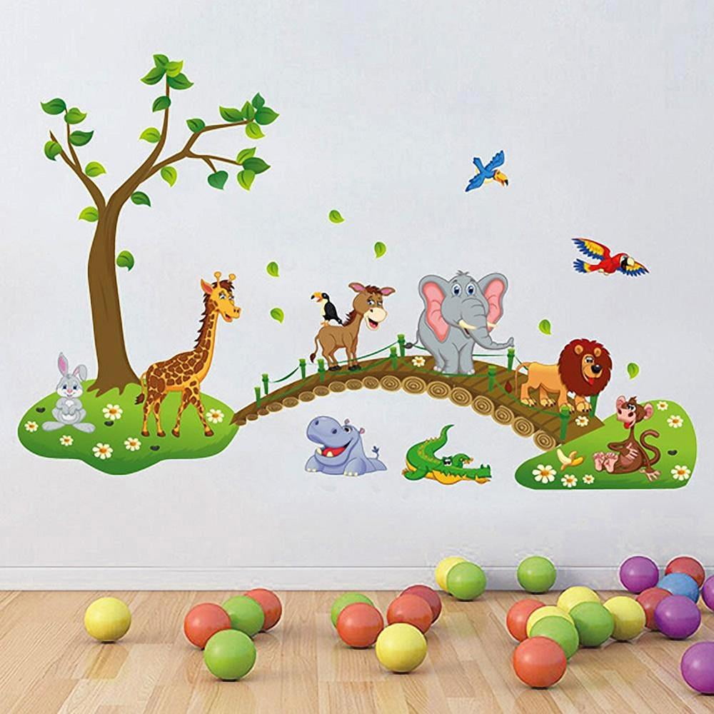 Removable Wall Sticker Cartoon Monkey Animal Circles  Decal Children's Bedroom 