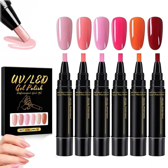 Nail Polish Pens, 3-in-1 Quick Dry Gel Polish Pens Set with Precision Brush Tip for DIY Nail Art and Home Manicure