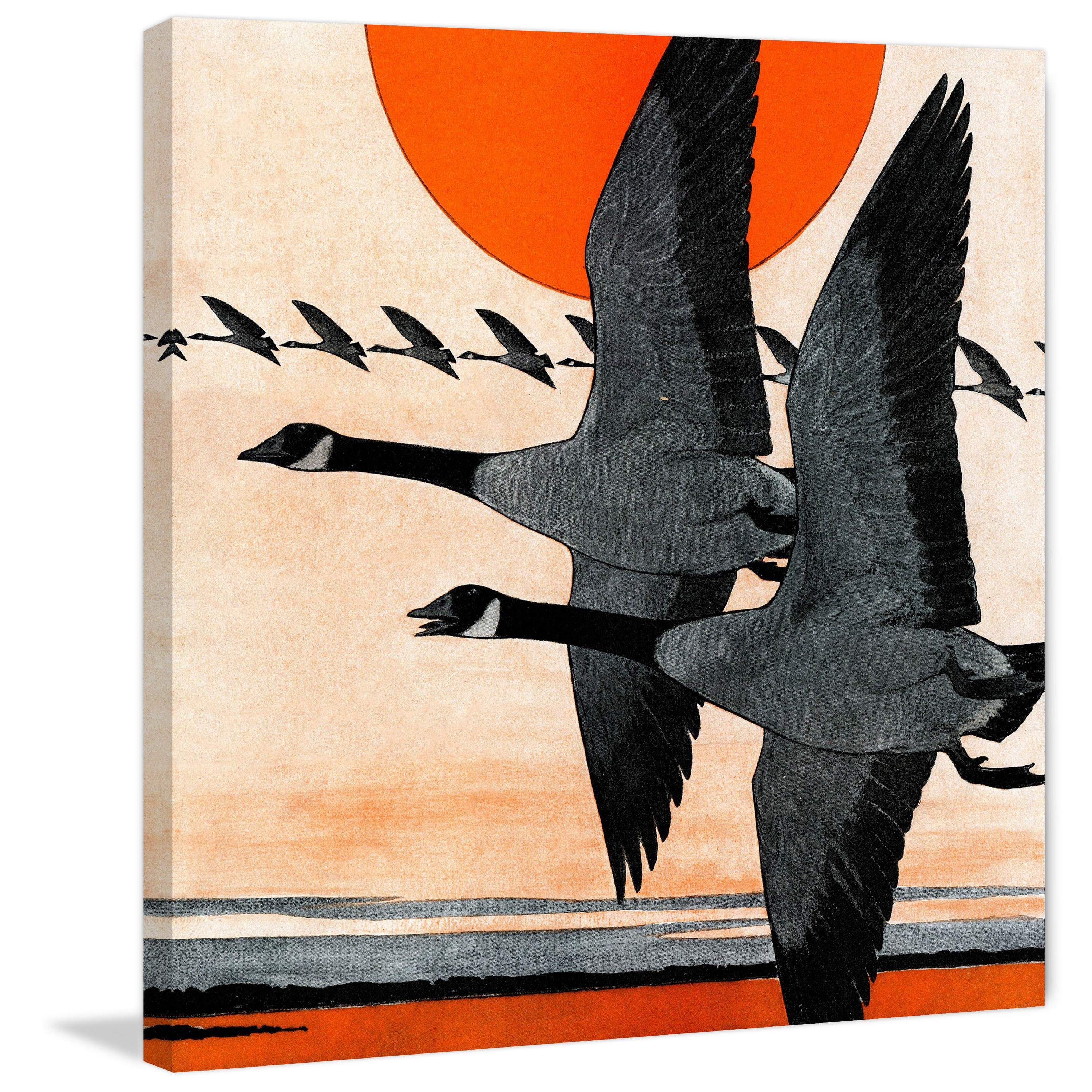 "Two Geese" Painting Print on Wrapped Canvas