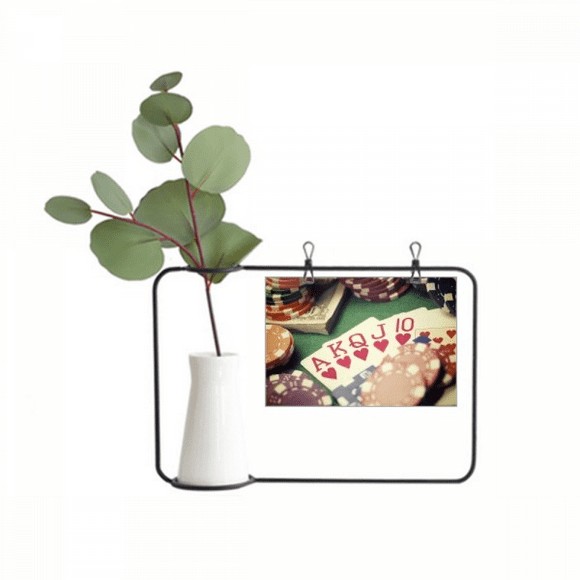 Hearts Flush Poker Gambling Photo Metal Picture Frame Cerac Vase Decor