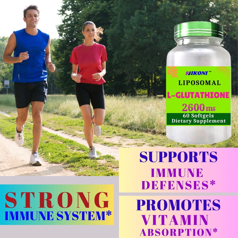 glutathione shorts Nikoni Liposomal Glutathione Supplement, 2600 mg, Higher Absorption – 60  Softgels