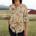 thumbnail image 2 of QASIEATN Summer Lightweight Blouses 3/4 Long Sleeve Shirts for Women V Neck Casual Fit Work Tops, 2 of 4